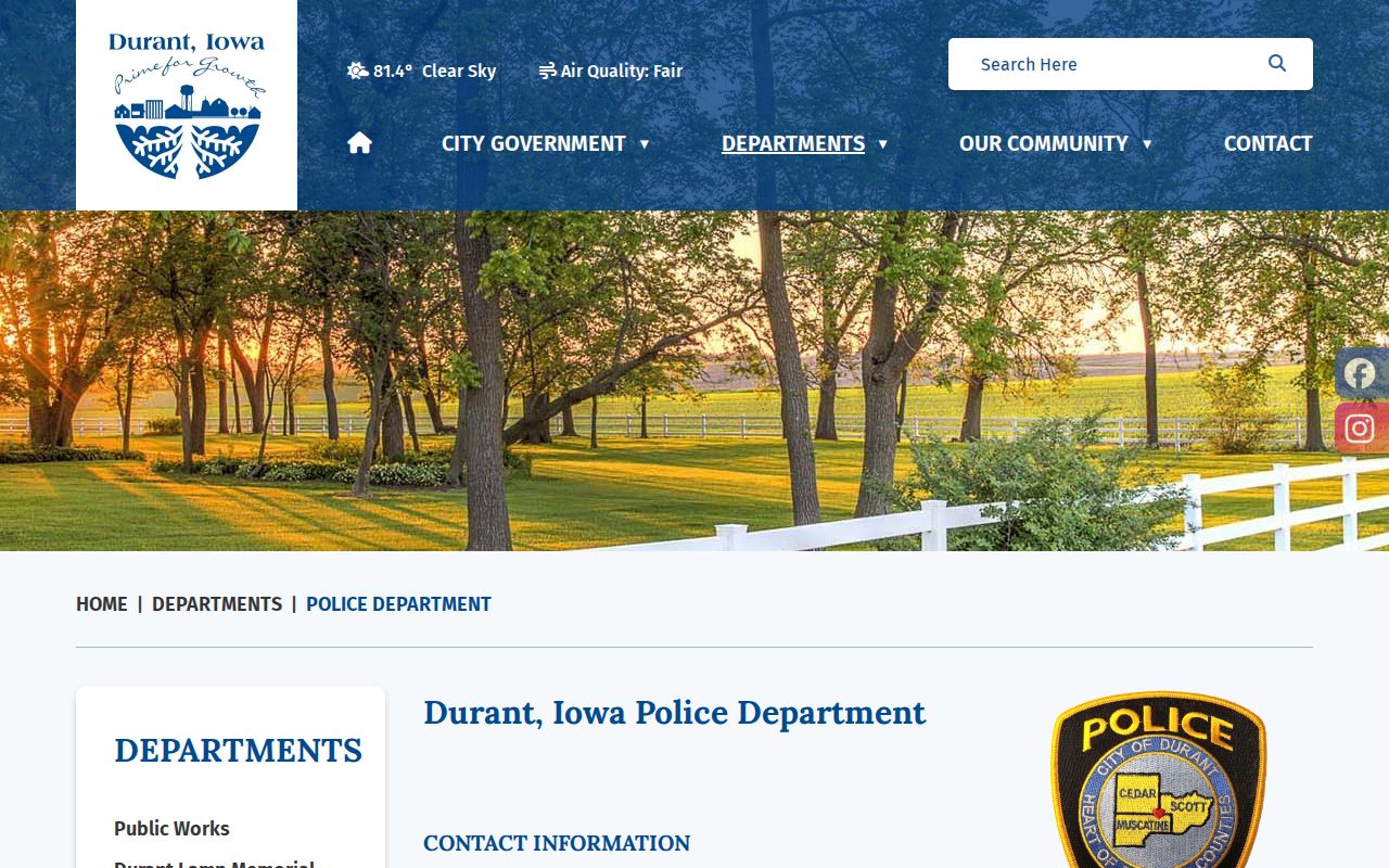 Durant Police Department dated arrest and activity report links