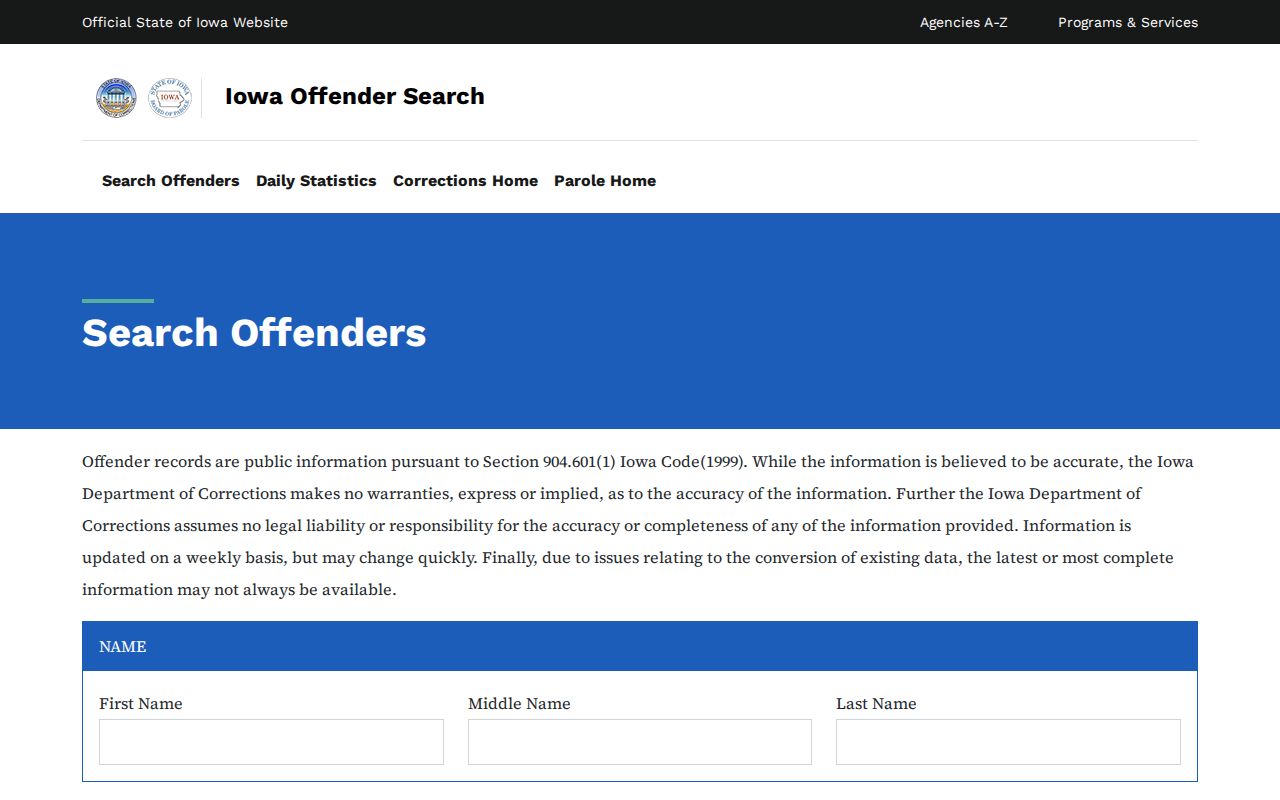 Iowa corrections offender search for Cedar County cases